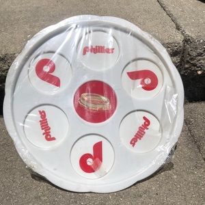 Vintage Phillies Glass Serving Tray Memorabilia Souvenirs Baseball